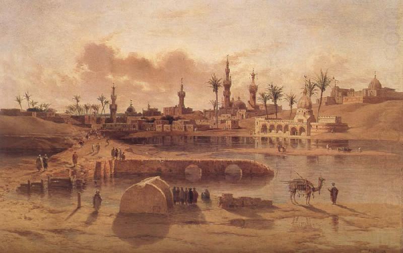 Adrien Dauzats View of Damanhur during the Flooding of the Nile china oil painting image